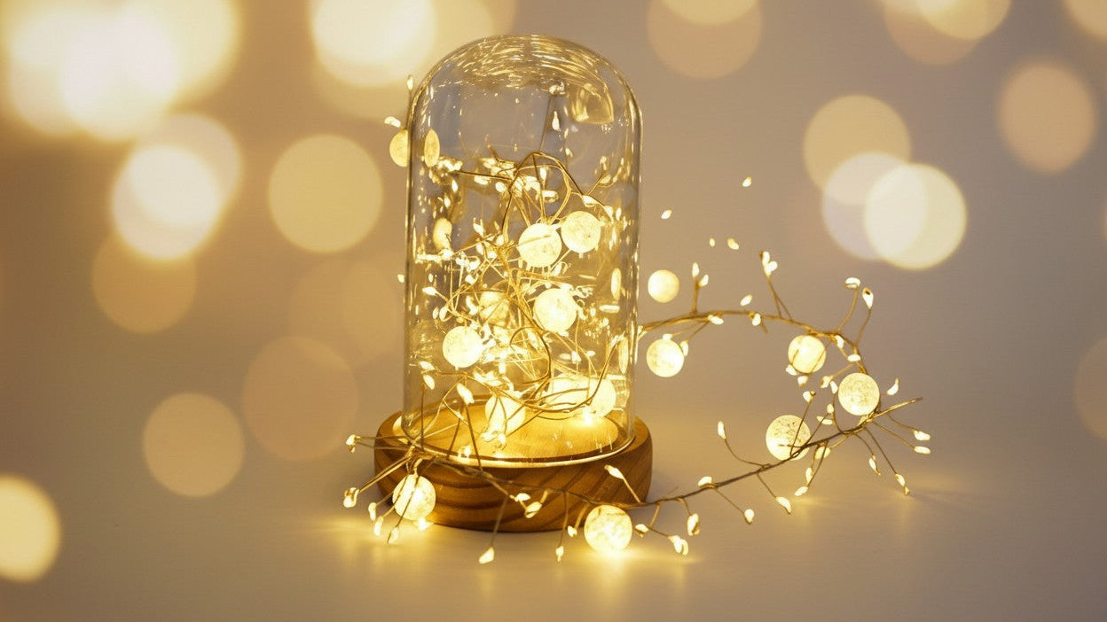 Guirlande LED extra longue 200 cm Lumières courbes élégantes, LED chaud et froid, idéale pour mariage, fêtes, bureau ou photos, installation facile, basse tension.