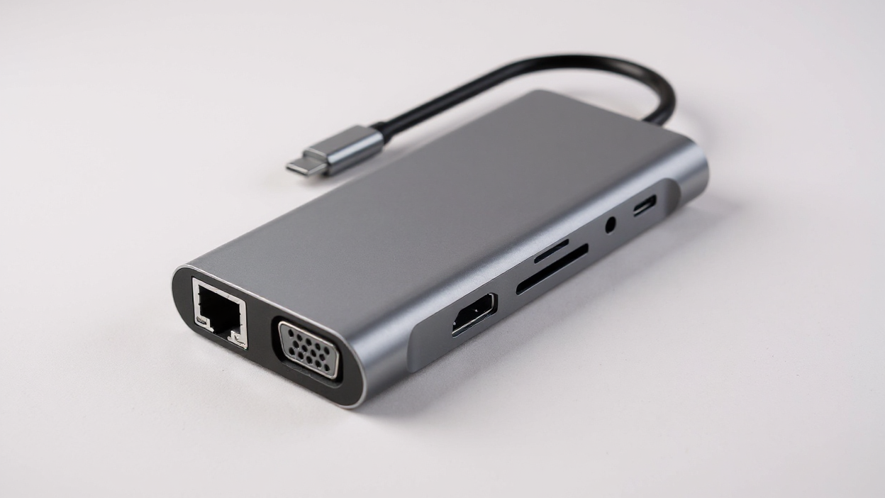Station d’extension 11-en-1 Type-C, compatible MacBook, Windows et autres ordinateurs USB-C, offrant connectivité multiple et polyvalente pour laptop.