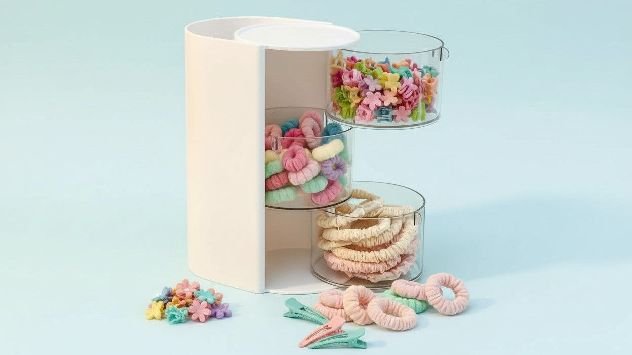 Organisateur rotatif multi‑couches transparent, boîte en plastique anti‑poussière avec compartiments, pour maquillage et accessoires, cadeau idéal.