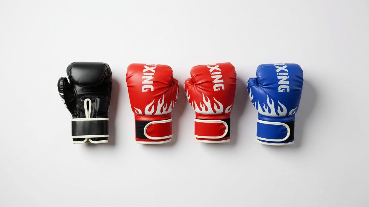 Paire de gants de boxe jeunesse 6 oz avec rembourrage en mousse épaisse, adaptés à l’entraînement amateur et professionnel.