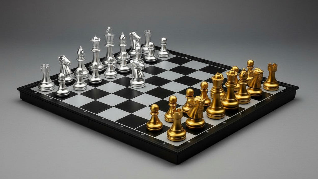 Elegant Golden &amp; Silvery Plastic Chess Set - Perfect for Parties, Family Gatherings Holiday Fun Perfect for New Year, Christmas, Birthdays Valentine'S Day Gifts