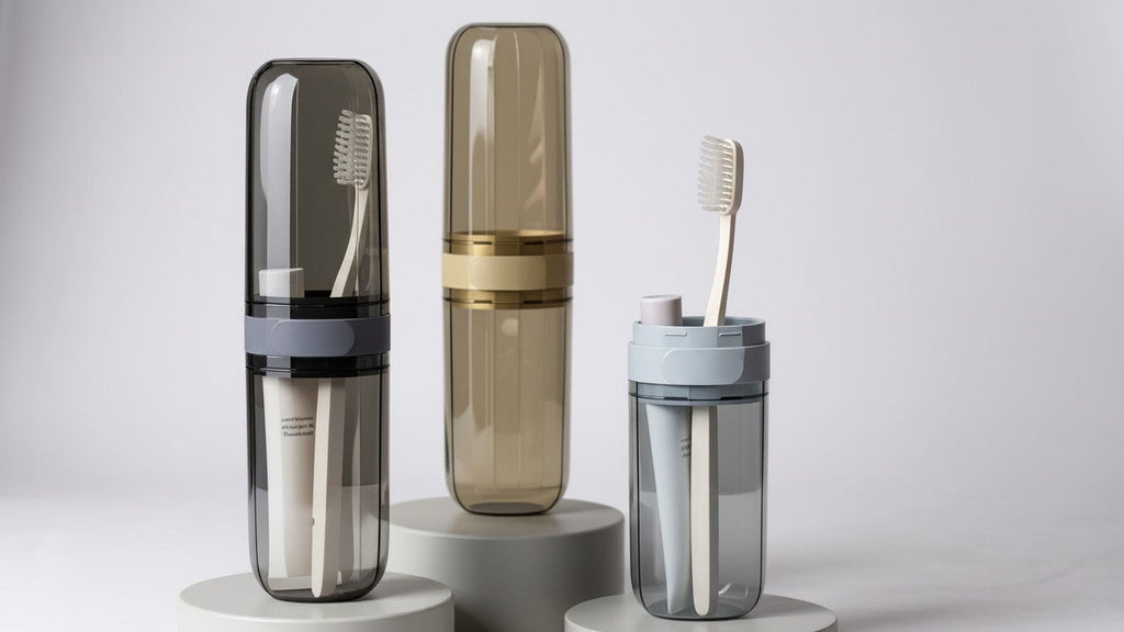 Portable Toothbrush Travel Kit with Mouthwash Cup &amp; Clear Storage Case - Essential for On-the-Go Oral Care, Travel Essentials