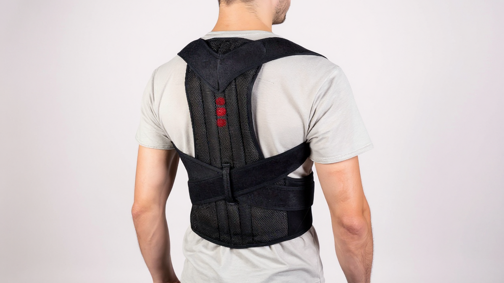 Correcteur de posture magnétique LINGPENG, réglable, en PET noir, redresse épaules et dos, soulage muscles et favorise une posture correcte.