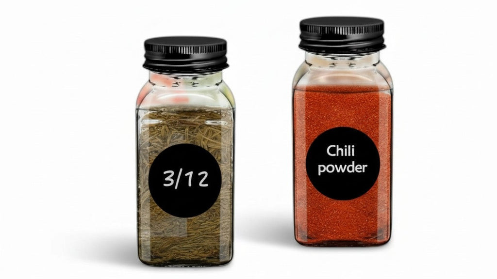 Lot de 12 ou 24 pots à épices en plastique, couvercle métal argenté, 160 ml, avec étiquettes, parfait pour organiser cuisine et condiments.