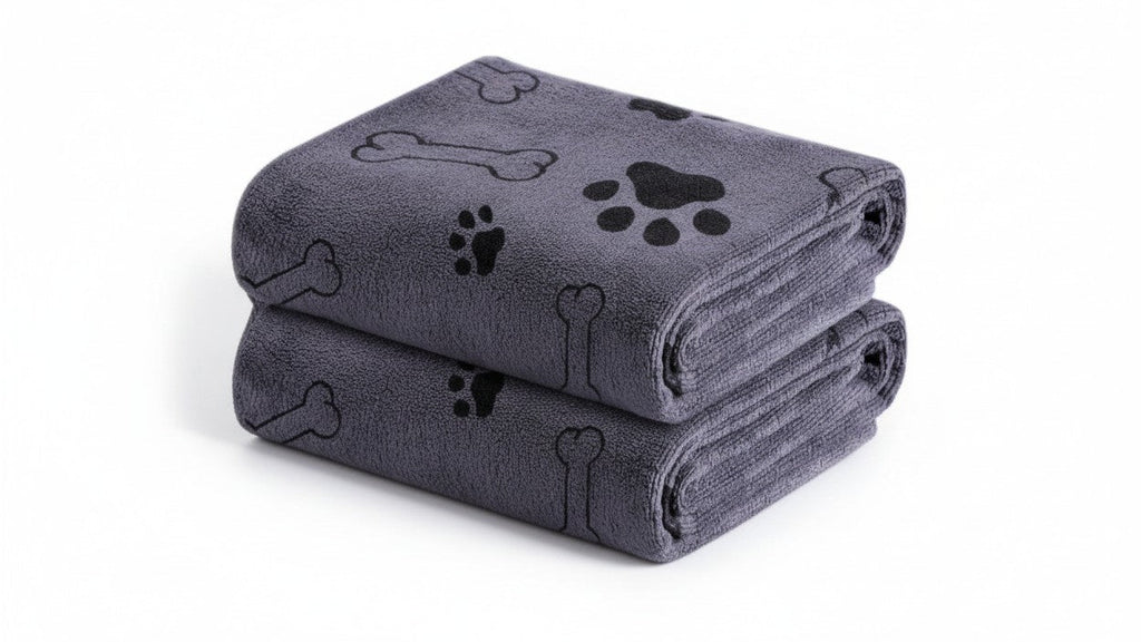 Lot 2 serviettes en microfibre pour chiens, séchage rapide, absorbantes et douces, idéales pour bain et toilettage.
