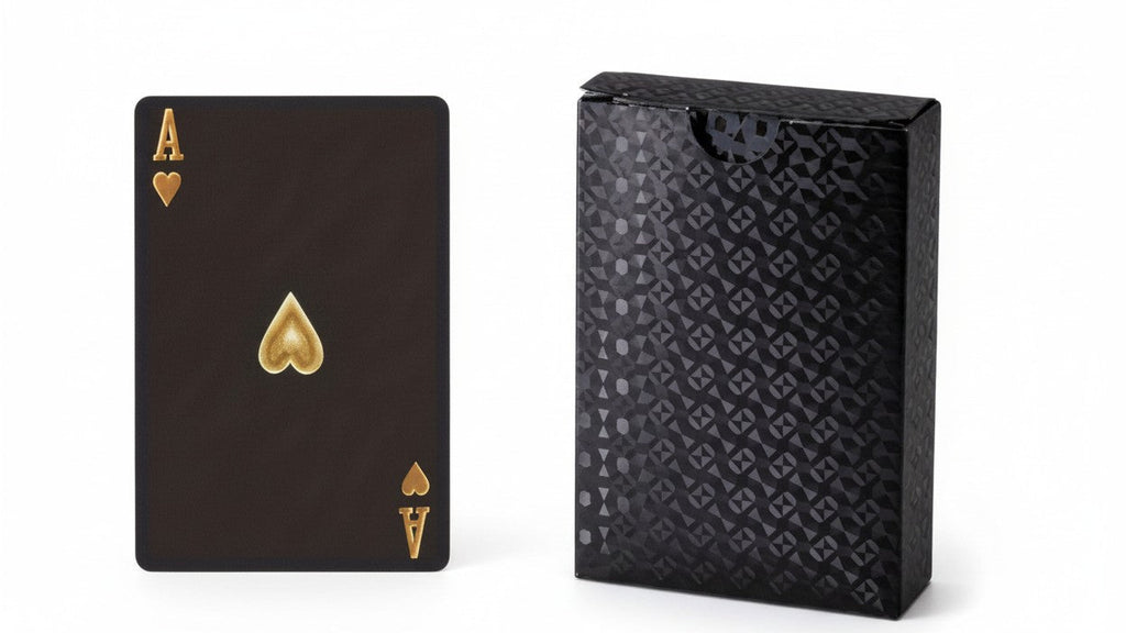 Cartes à jouer noires, étanches et flexibles, avec boîte, idéales pour fêtes et cadeaux Halloween, Thanksgiving ou Noël.