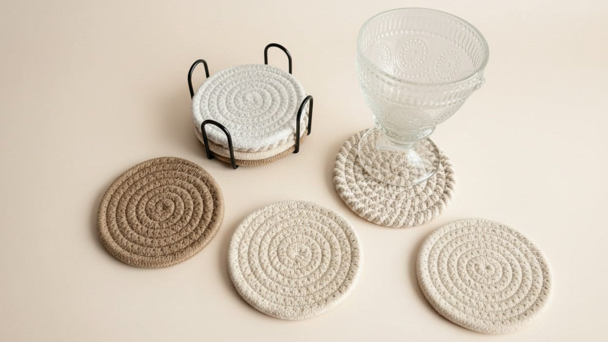 Lot de 8 sets de sets de table en coton tissé Protège assiettes et plats, résistant à la chaleur, design clair et foncé, idéal décoration maison ou cadeau.
