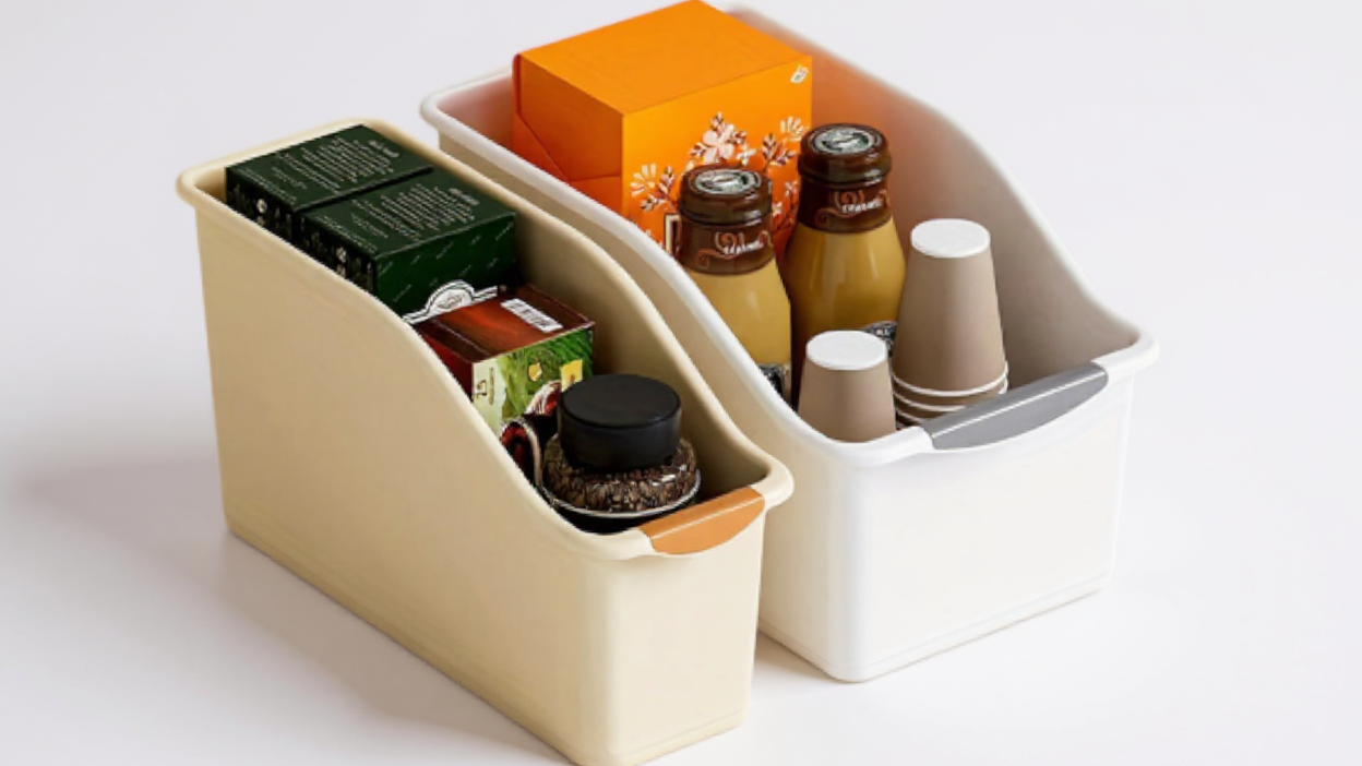 2pcs Plastic Multifunctional Storage Bins Set, Curved Design for Home Organization, Ideal for Cleaning Products And Household Essentials, Storage Bins for Home Organization, Baskets, Bins &amp; Containers for Home Organization