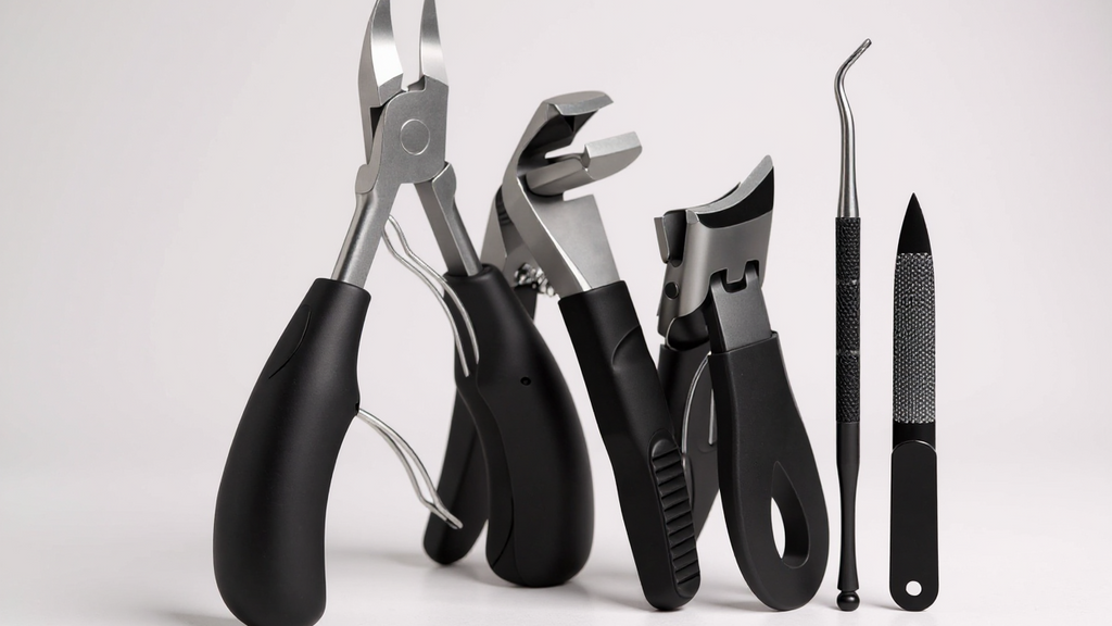 [Heavy-Duty | Stainless Steel] 5pcs Heavy-Duty Stainless Steel Nail Care Kit | Ingrown &amp; Thick Toenails Clippers Set with Nail File, Cuticle Nippers - Classic Black Handles for Men, Women, Seniors, Halloween Gift, DUANGDUANGB