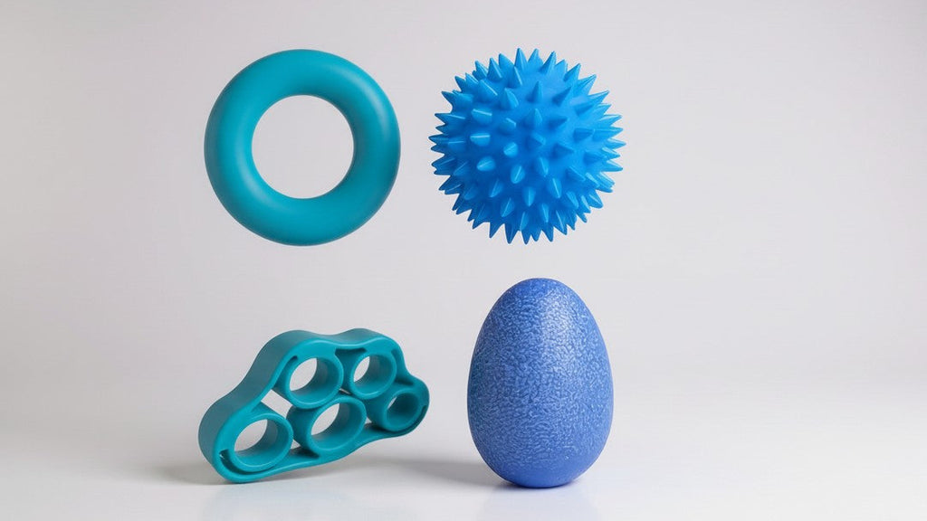 Lot de 4 ou 6 balles d'exercice pour mains, en PC et ABS, idéales pour renforcer la prise, soulager l'arthrose et améliorer la motricité.