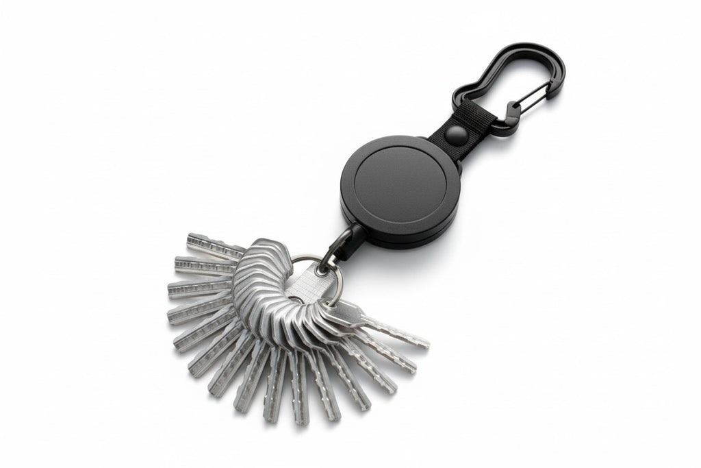 Lot de 2 porte-badges rétractables, lanière ajustable, 2 porte-stylos, clip mousqueton, idéal bureau, cartes et clés sécurisées.