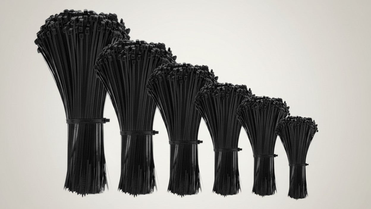 500 colliers de serrage noirs autobloquants, tailles variées (100‑300 mm), parfaits pour câbles maison, bureau, jardin et atelier, usage intérieur/extérieur.