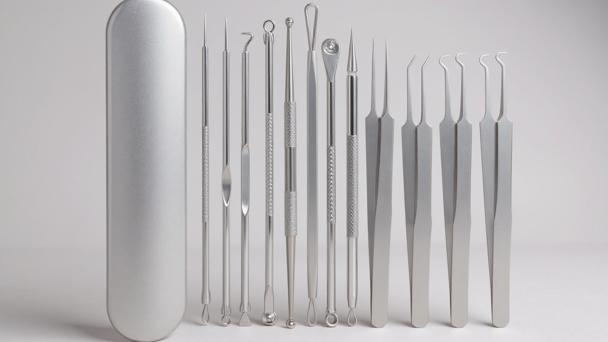 11pcs Professional Needle Set - Ultra-Fine No.5 Blackhead Remover, Pimple Picker &amp; Facial Pore Cleaner, Stainless Steel, Ideal for Normal Skin Types