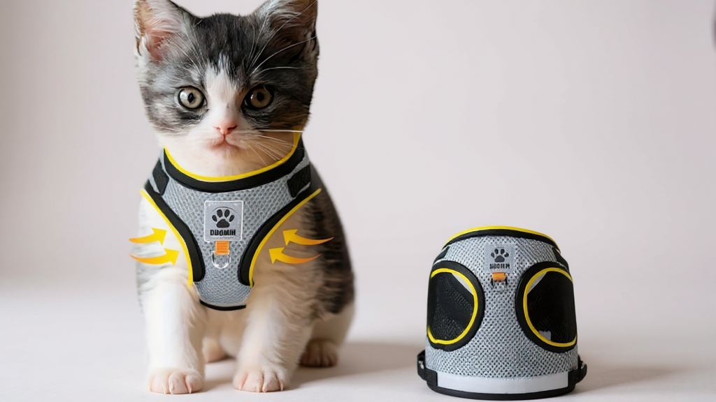 Harnais et laisse antifuîte pour chiens et chats, robuste, sans étouffement, lavable en machine, idéal promenades et entraînement.