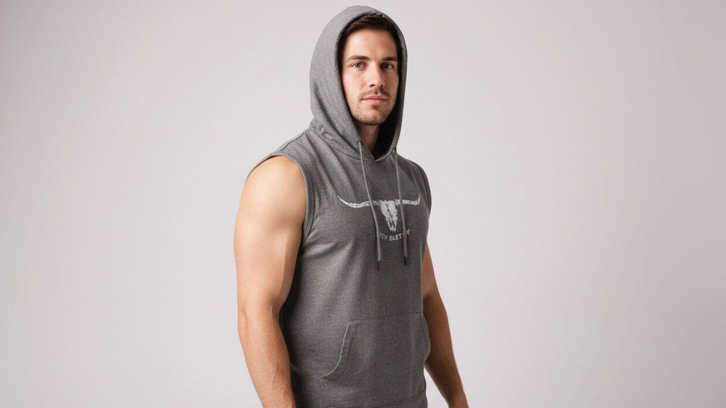 Men's Light Gray Sleeveless Hooded Athletic Tank Top - Breathable, Comfortable, and Stylish for Gym, Running, Training, and Outdoor Activities with "KEY WEST" Print, Gym Apparel | Casual Sporty Look | Comfortable fit