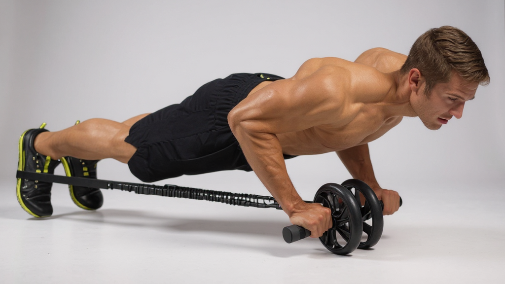 Bande de résistance pour rouleau abdominal, idéale pour les exercices de gainage et étirements avec roue abdominale.