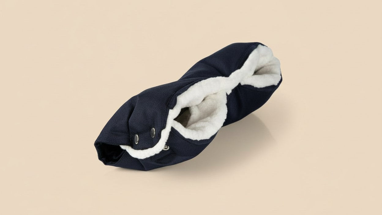 Gants d’hiver pour poussette, doublure en peluche, coupe-vent et anti-gel, compatibles poussettes et guidons, parfaits pour parents actifs.