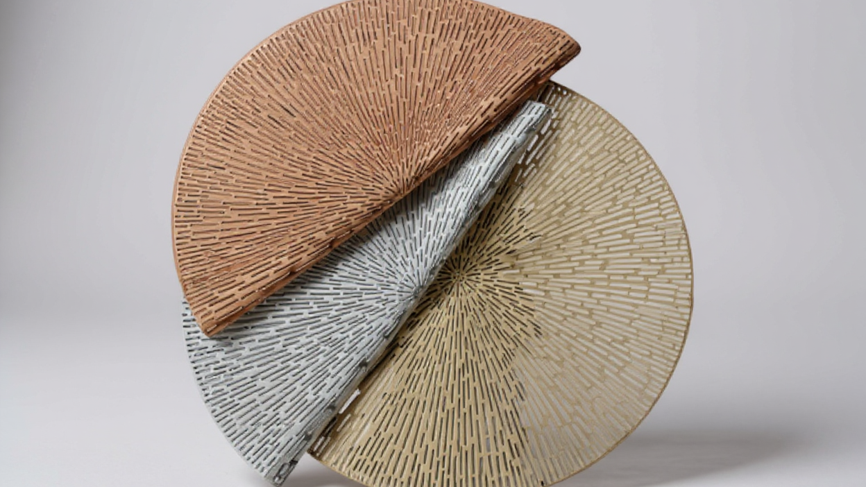 Lot 4/6 sets de sets de table ronds en vinyle, doré/argenté/rose, diamètre 38,1 cm, lavables et faciles à nettoyer, décoration table et fêtes.