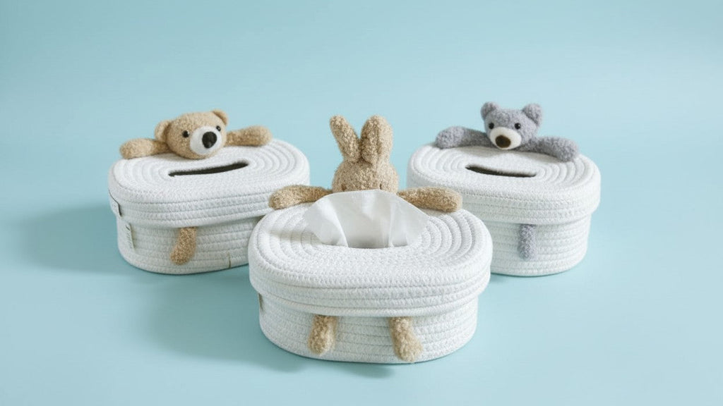 Boîte à mouchoirs style nordique, design créatif, idéale pour rangement sur table de salon.