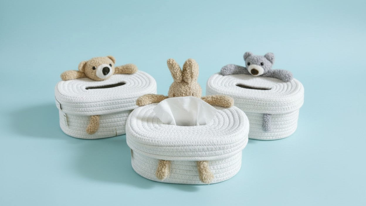 Boîte à mouchoirs style nordique, design créatif, idéale pour rangement sur table de salon.