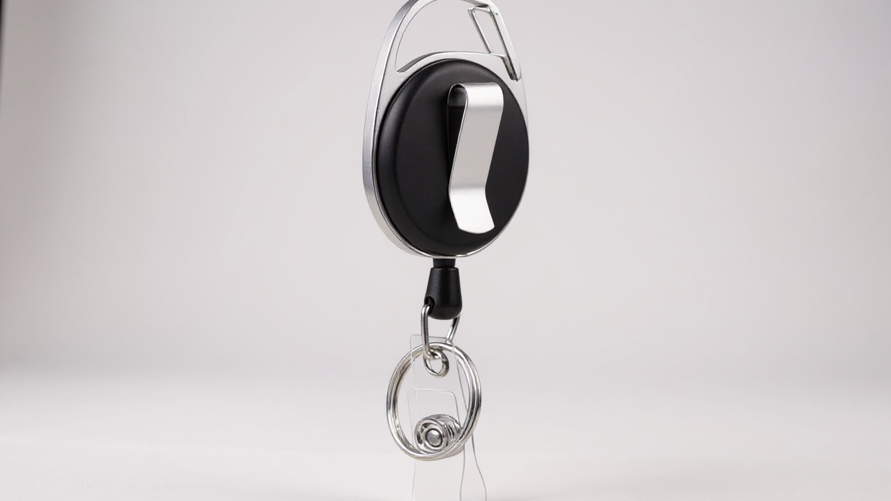 Lot de 3 porte-badges rétractables, rotation 360°, clip ceinture/mousqueton, corde nylon, anneau porte-clés, fermeture rapide, pour cartes et billets.