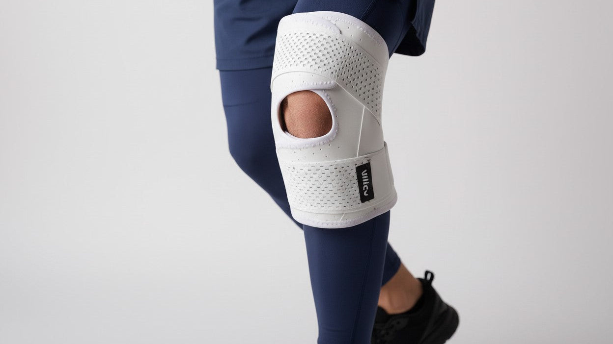 Genouillère élastique unisexe, respirante en polyester, maintien sportif pour basketball et activités de plein air variées.