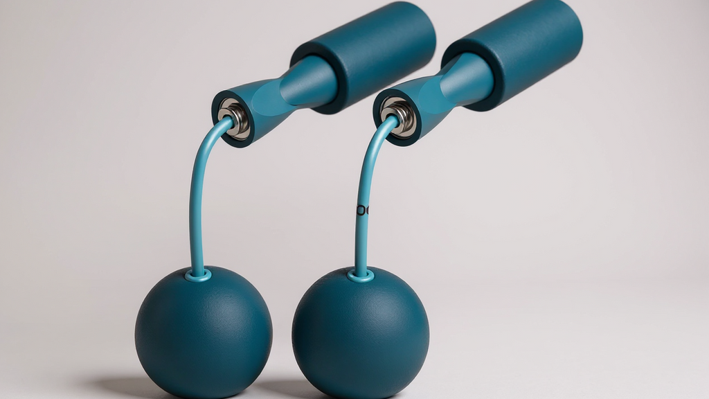 Corde à Sauter Sans Fil (1 paire) : Poignées mousse avec balle lestée, double usage, idéale fitness et entraînement à domicile.