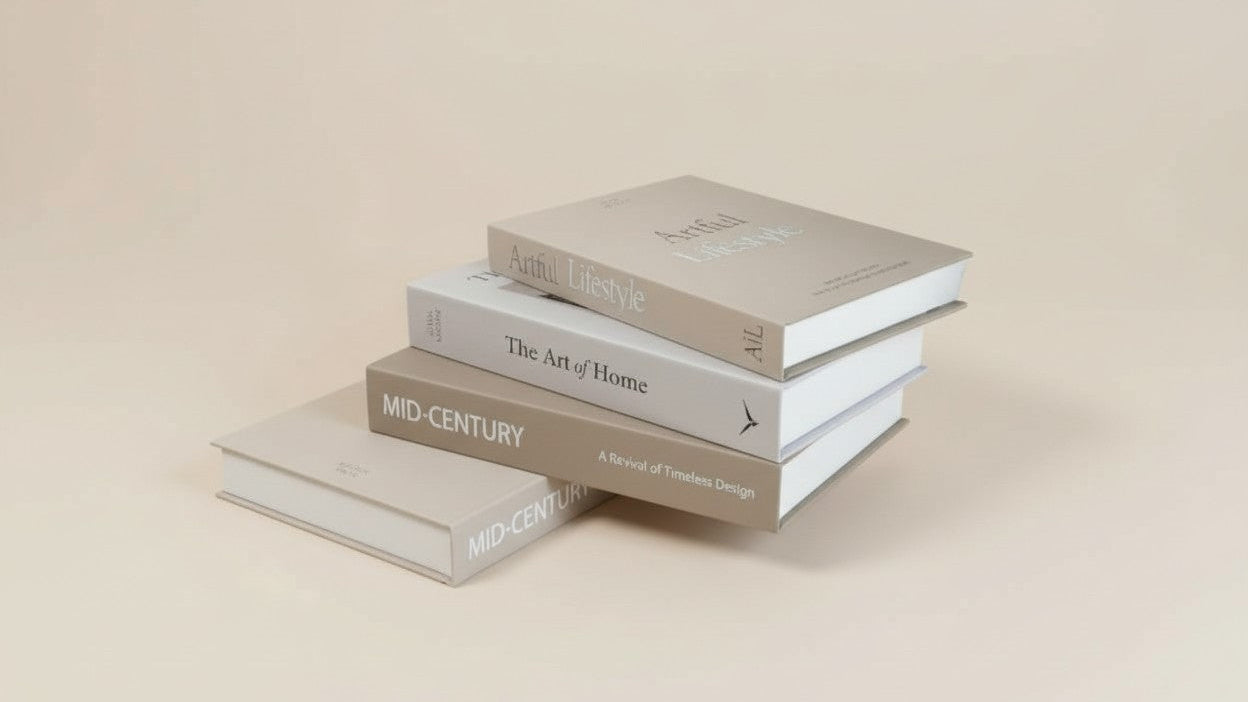 Lot de 3 livres décoratifs en papier Simulations raffinées en brun, blanc et beige, parfaits pour table, chevet, étagère ou décoration minimaliste et festive.