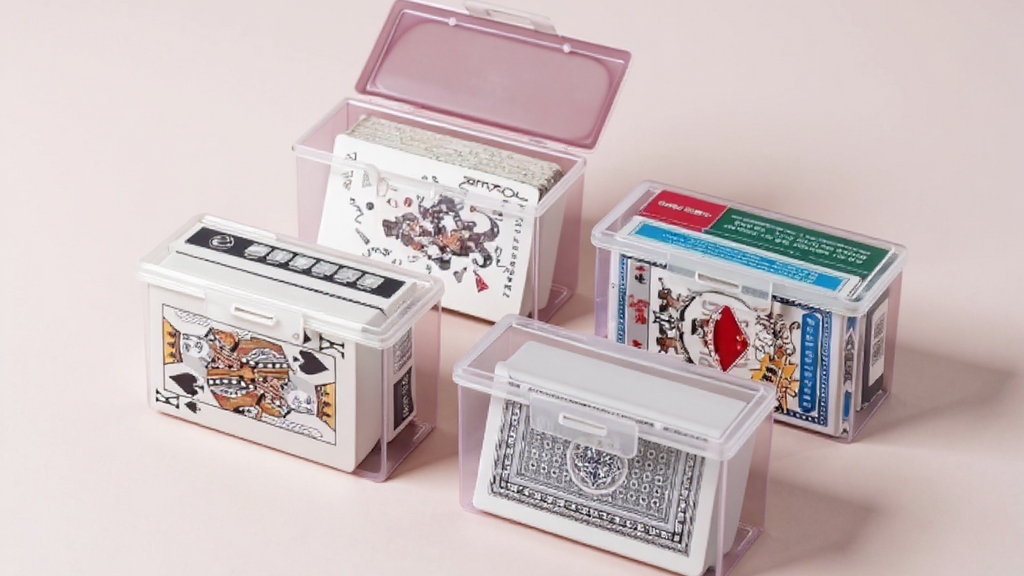 Boîte de rangement cartes, plastique transparent, 1 ou 2 pièces, idéale pour organiser cartes de visite et petits documents.