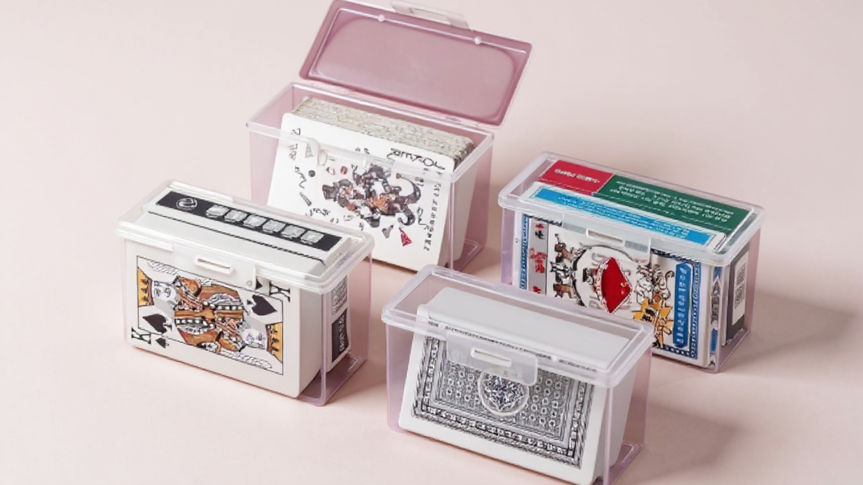 Boîte de rangement cartes, plastique transparent, 1 ou 2 pièces, idéale pour organiser cartes de visite et petits documents.