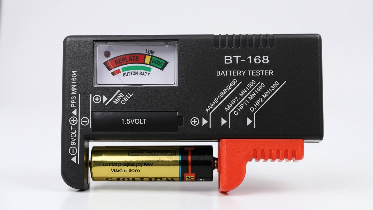 BT-168 Universal Battery Tester - Quickly Check AA/AAA/C/D/9V/1.5V Batteries with Color-Coded Meter Indicators!