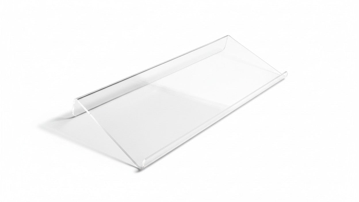 Support clavier en acrylique, compact et durable, surélève clavier et mini-PC, design moderne et gain de place, idéal pour bureaux contemporains.