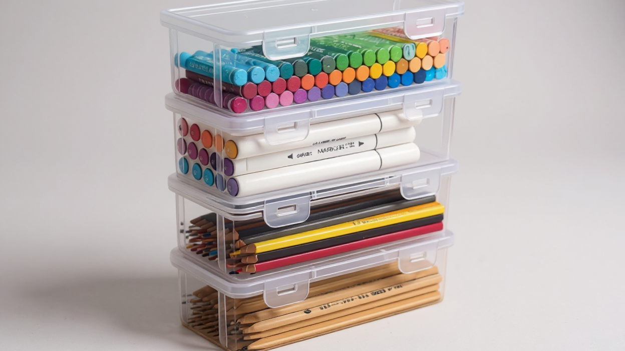 4-Pack Large Transparent Storage Boxes with Lids - Heavy-Duty Organizer Bins, Clear Stackable Containers for, Office, Arts &amp; Crafts - Lightweight &amp; Portable with Snap Lid Closure, Ideal for Home,, Workspace Organization, Stor