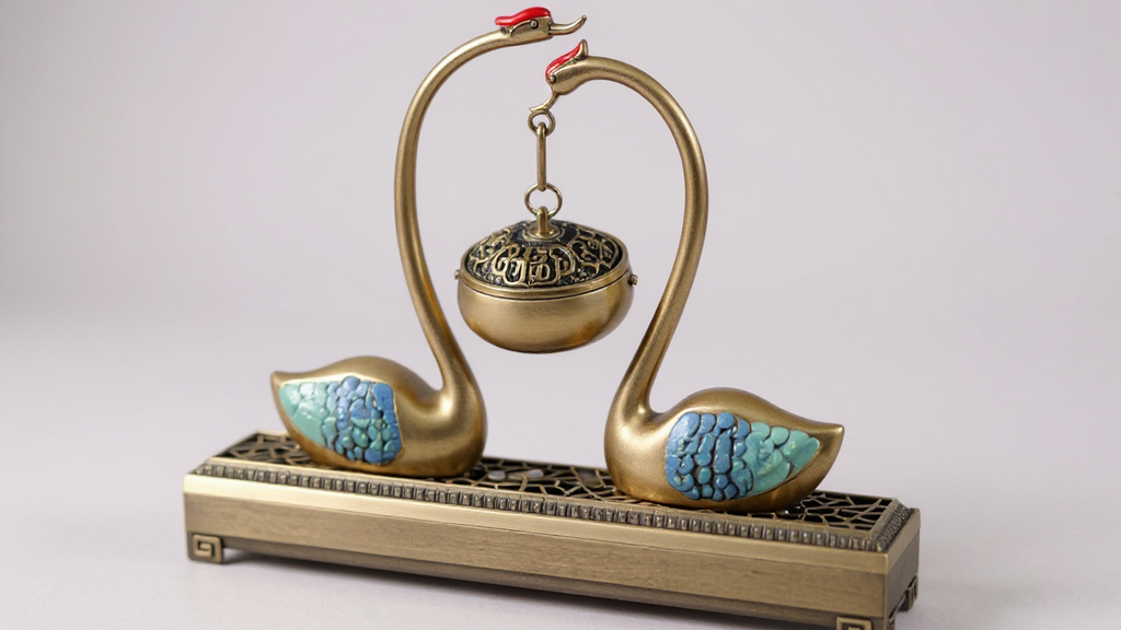 LASODY Dual-Use Metal Swan Lake Incense Holder, Unscented Home Decor Ornament for Christmas, Thanksgiving, Valentine'S, Father'S &amp; Mother'S Day