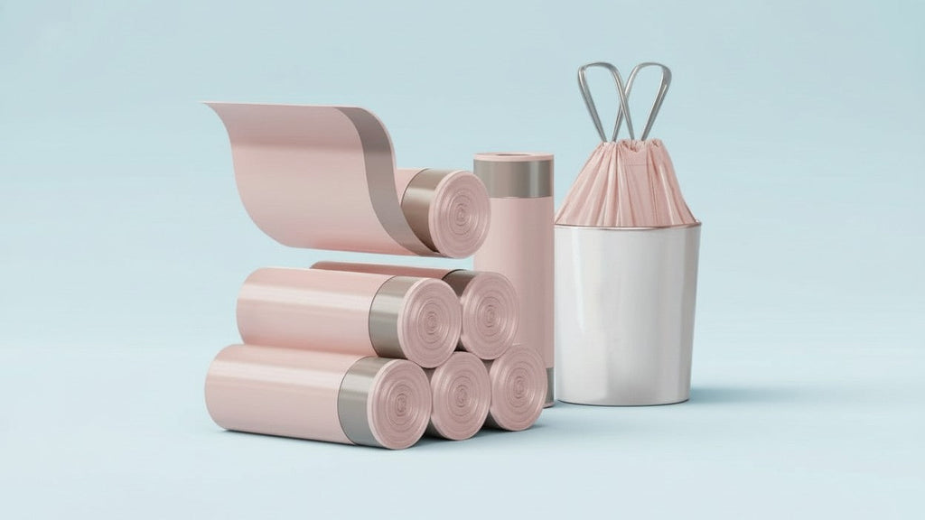 [Durable Trash Bags] 50pcs Extra Thick &amp; Durable Drawstring Trash Bags | Large, Portable Polyethylene Waste Bags for Kitchen, Bathroom, Bedroom, and Living Room Use, Home Organization, Sleek Design, Drawstring Closure, Trash