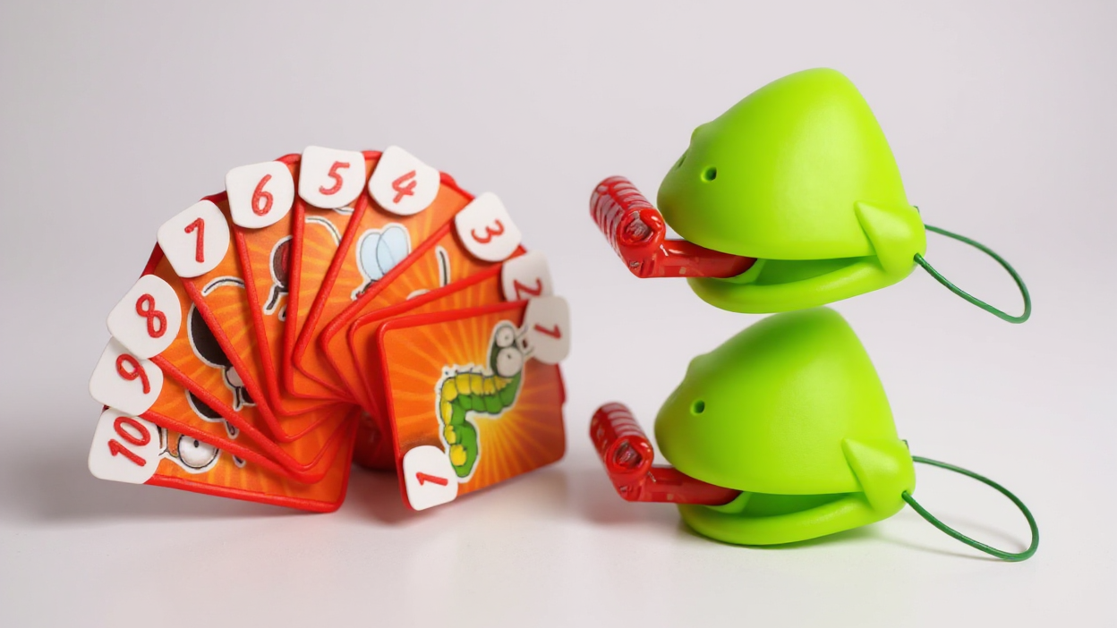 Frog Tongue Catching Game - Family-Friendly Interactive Board Game with Colorful Bug Cards - Greedy Lizard Action for Ages 3-8, Plastic, No Batteries Required for Halloween, Christmas Event &amp; Party Supplies