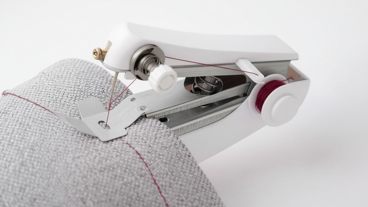 Mini machine à coudre portable avec 2 cadeaux, pratique pour couture manuelle à domicile, couleurs aléatoires, facile à utiliser.