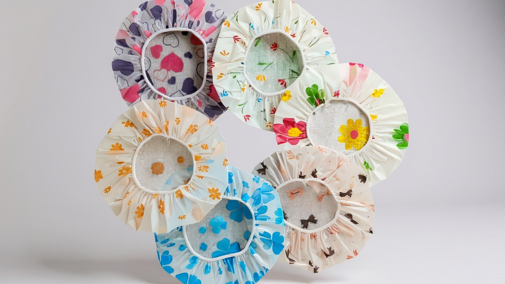 6pcs Adjustable Printed Shower Caps, High Quality, Reusable, with Elastic Band, for Women's Spa Salon, Beauty Treatment, Fashionable Bath Accessory, Trendy Spa Wear, Soft Fabric, Reusable Material, Multipack Caps, Women'S S