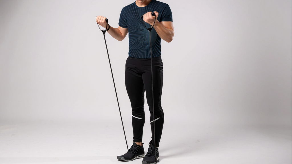 Bande de résistance yoga 5 niveaux avec poignées, corde étirement, idéale pour maison, Pilates, renforcement et modelage du corps.