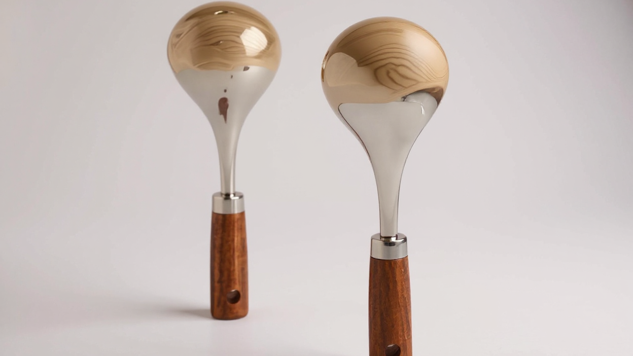 2pcs Wooden Handle Stainless Steel Soup Ladle - Non-Stick Kitchen Serving Spoon for Cooking, Home Dining &amp; Table Serving